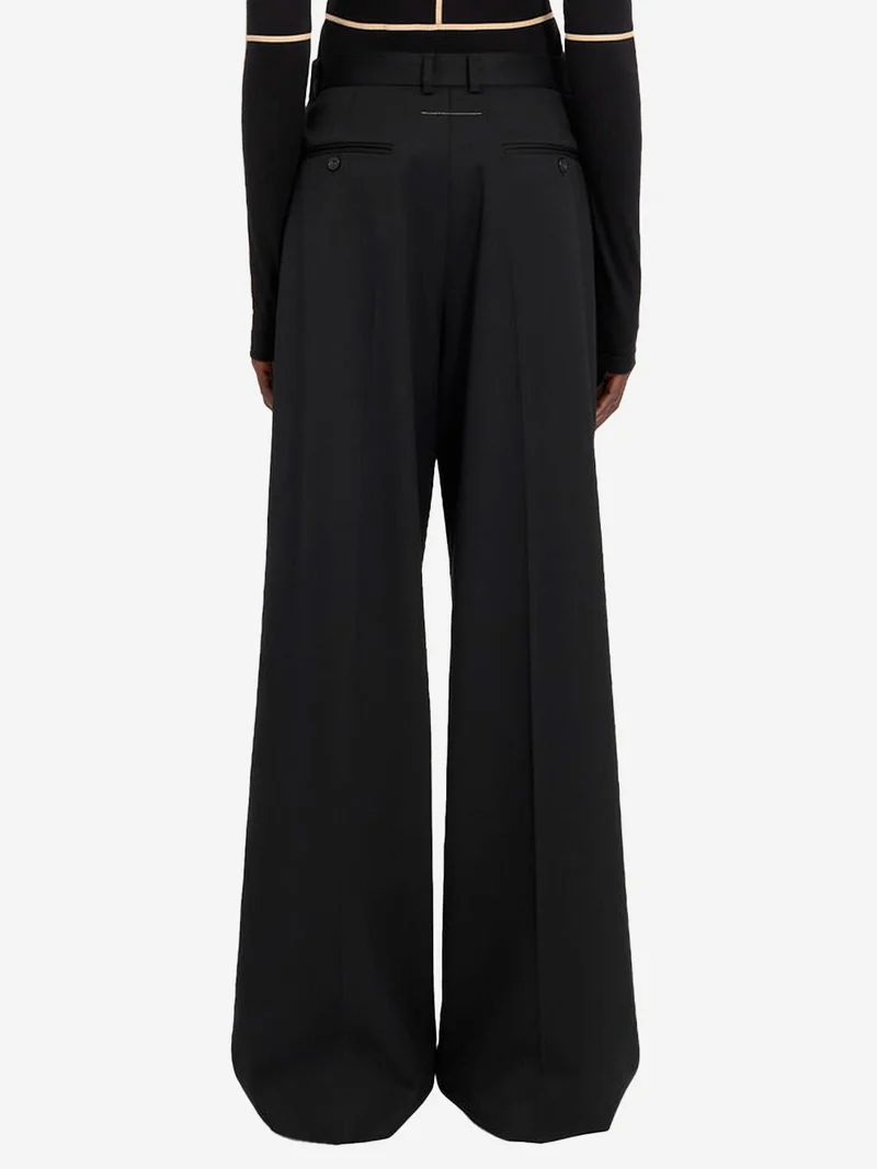 Pantaloni sartoriali misto lana con white stitch sul retro