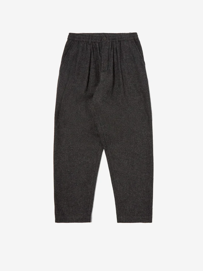 Pantaloni casual pleated Moleskin misto lana grigi