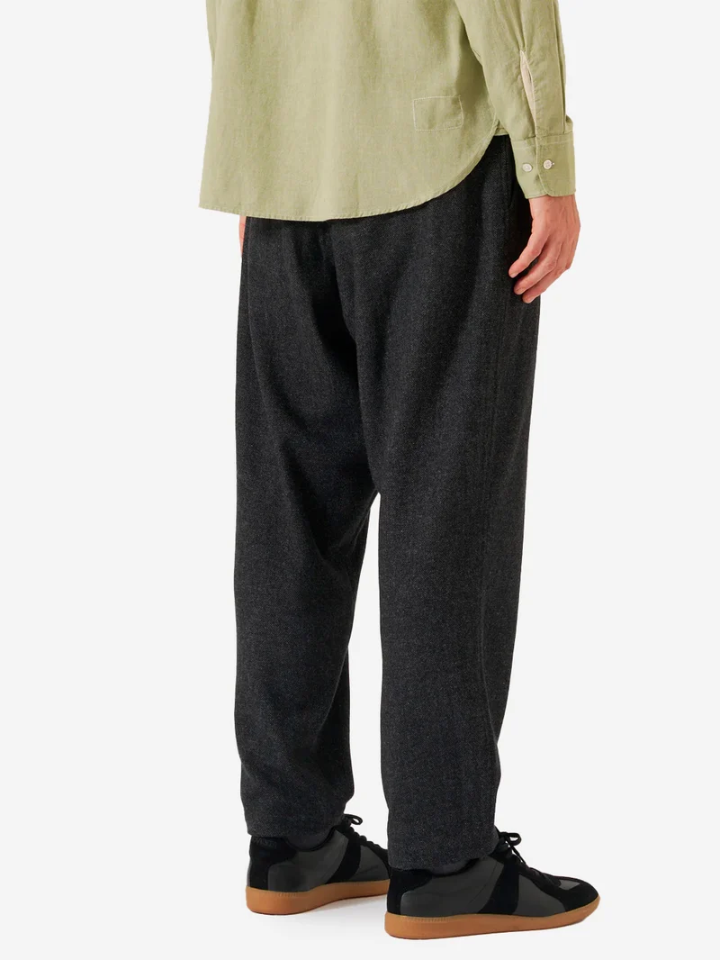 Pantaloni casual pleated Moleskin misto lana grigi