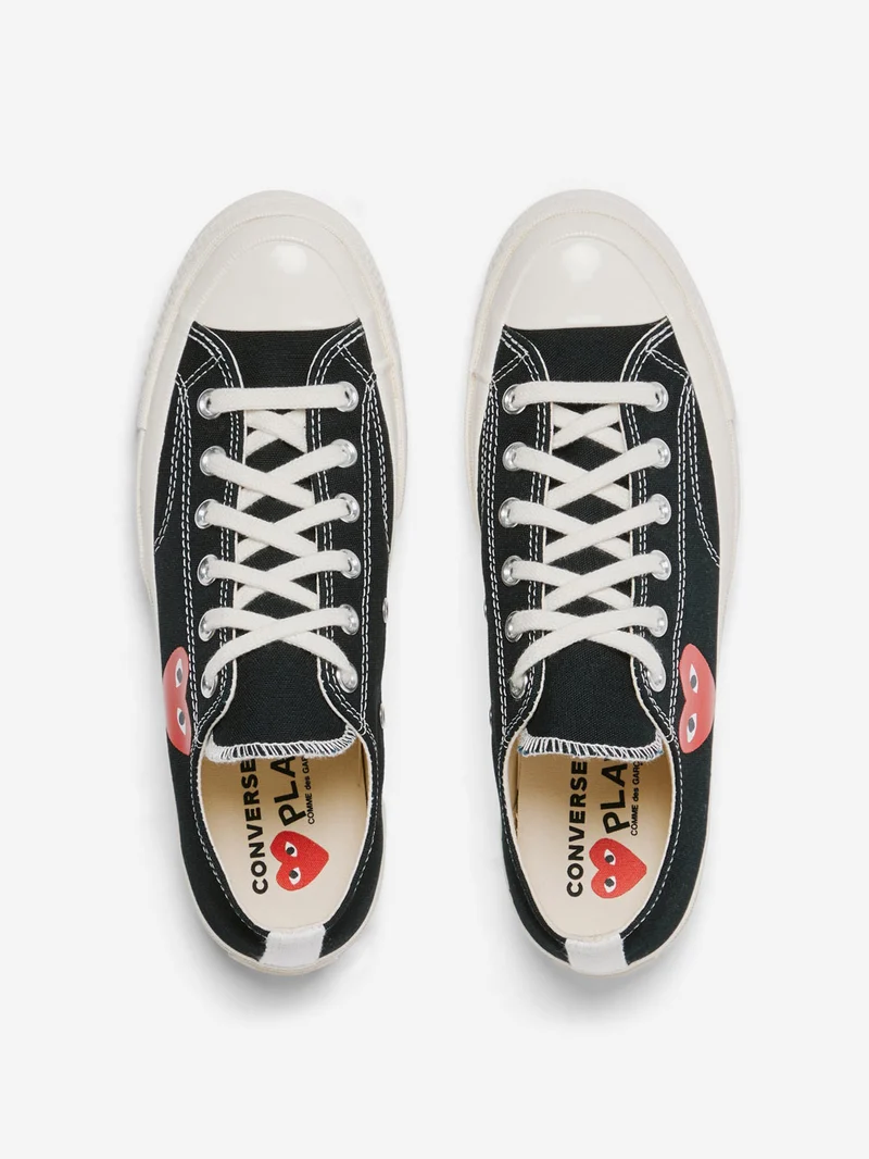 Chuck 70 OX nere con cuore x CDG