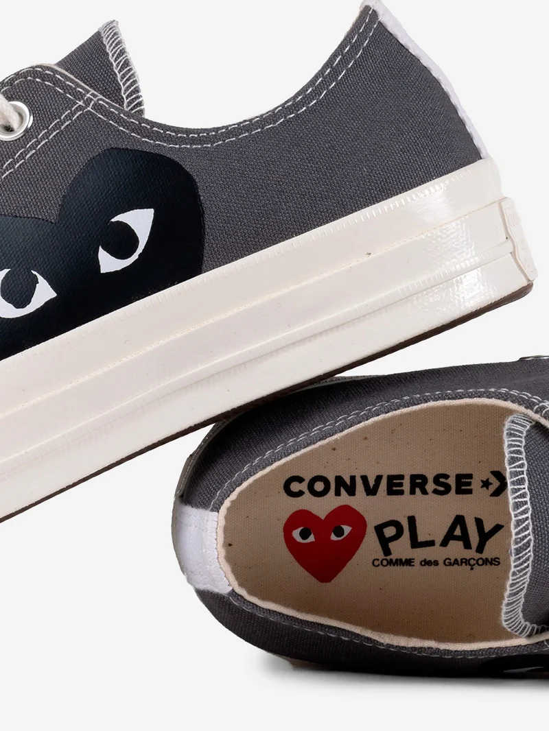 Chuck 70 OX grigie con cuore grande nero x CDG