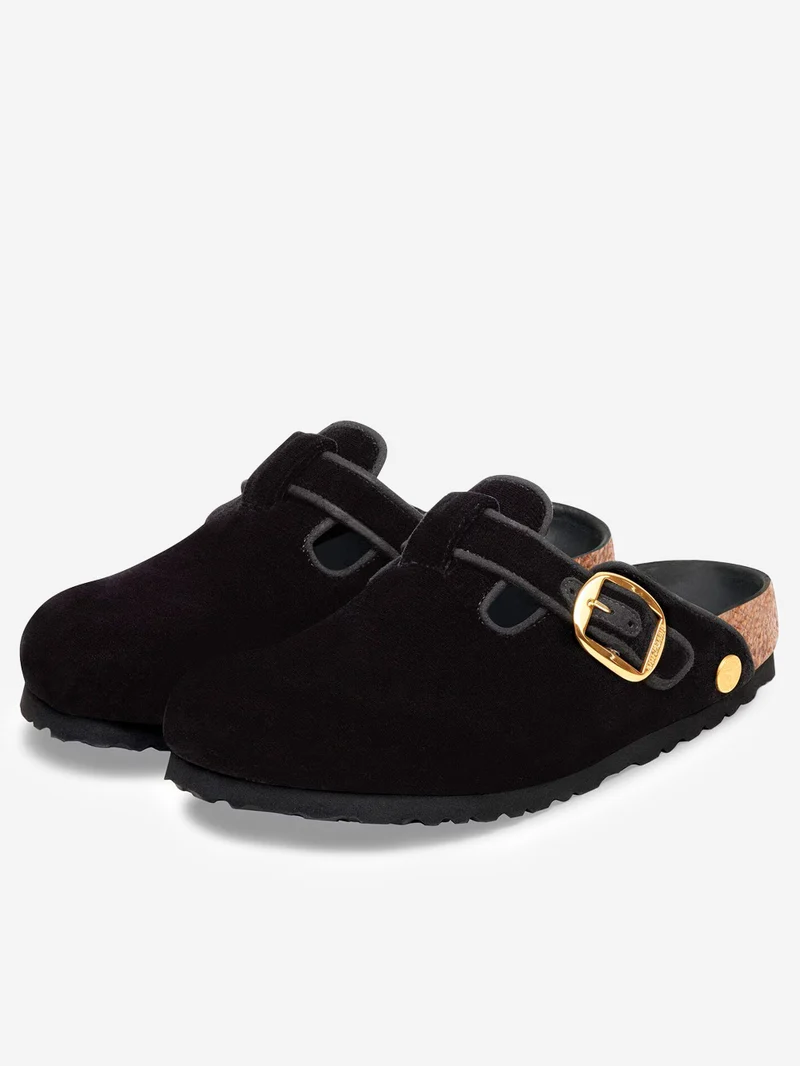 Boston Big Buckle Piping Rivet Logo in velluto nero