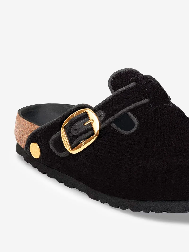 Boston Big Buckle Piping Rivet Logo in velluto nero