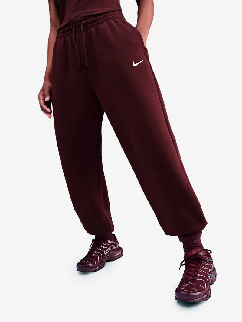 Pantaloni tuta fleece oversize bordeaux