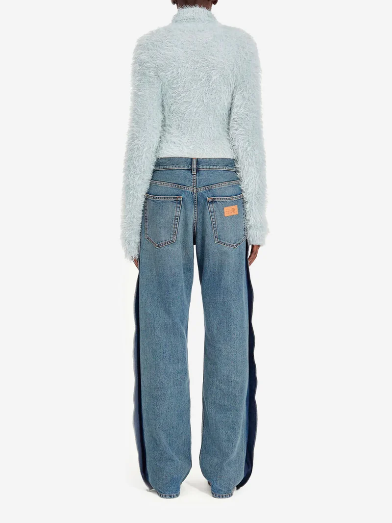 Jeans a gamba dritta decostruiti con pannelli e logo Numeric