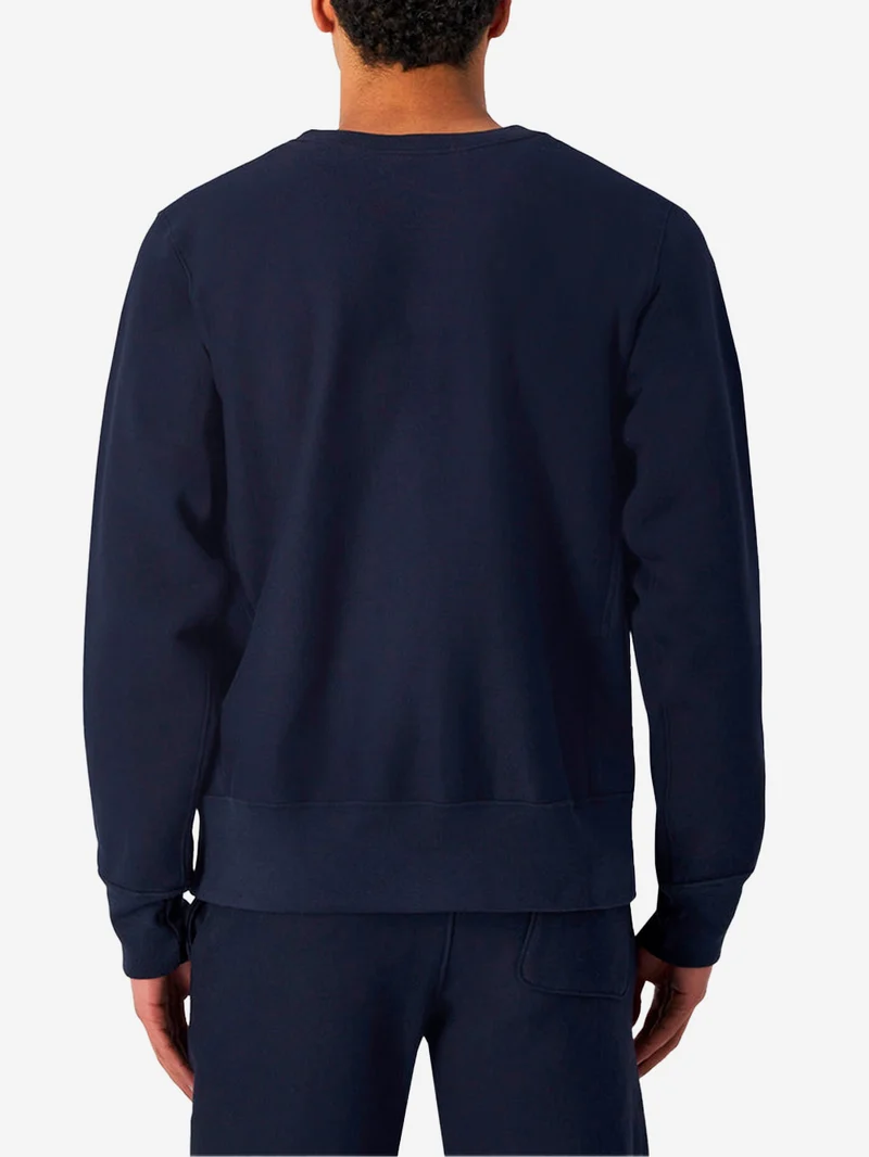 Felpa girocollo blu Reverse Weave Made in USA