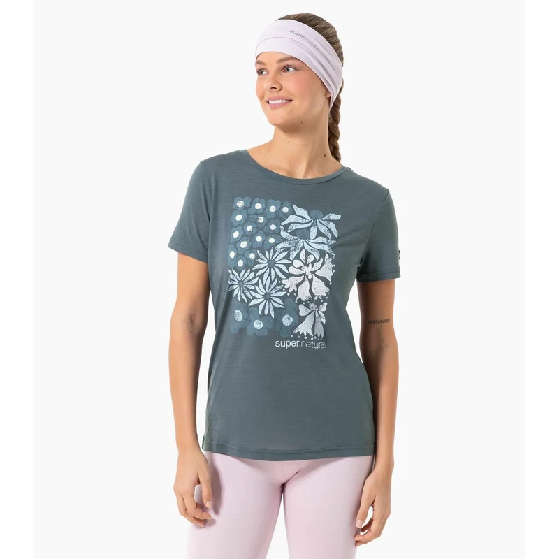 Super Natural Mat is Tee turbulence blue various Damen T-Shirt