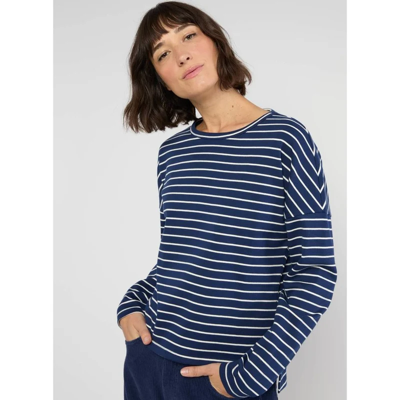 Blutsgeschwister Stereo Rainbow Crew Damen Longsleeve ahoy, sailor blue stripes