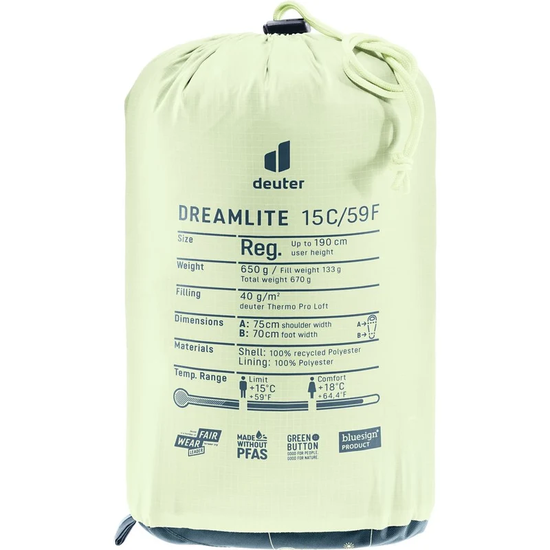 Deuter Dreamlite 15c/59f Kunstfaserschlafsack nautic-breeze