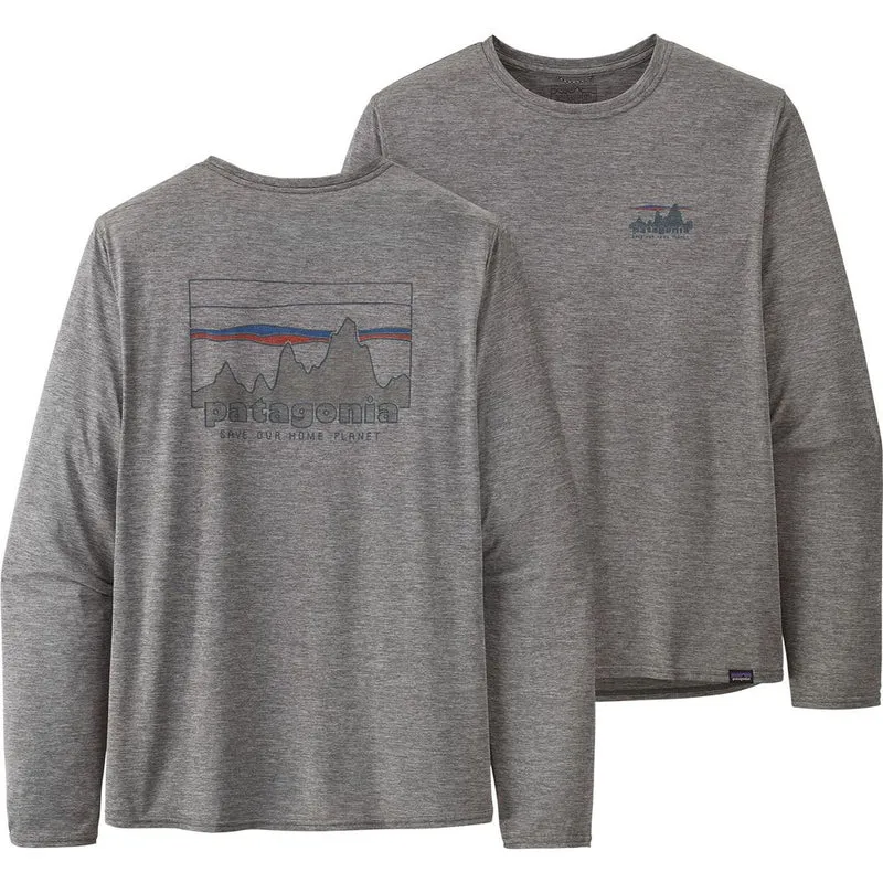 Patagonia M's L/s Cap Cool Daily Graphic Herren Langarmshirt '73 skyline: feather grey