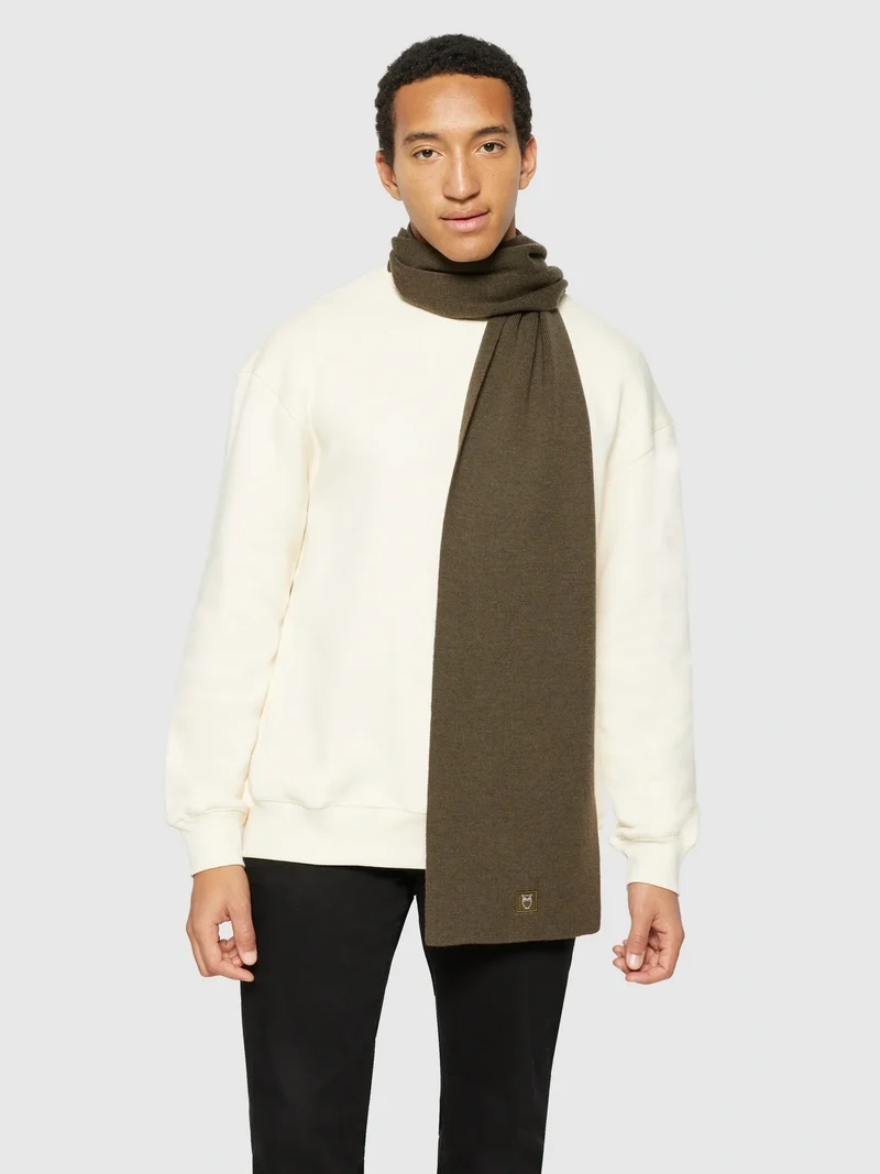 KnowledgeCotton Apparel Fine Merino Wool Scarf Black Jet