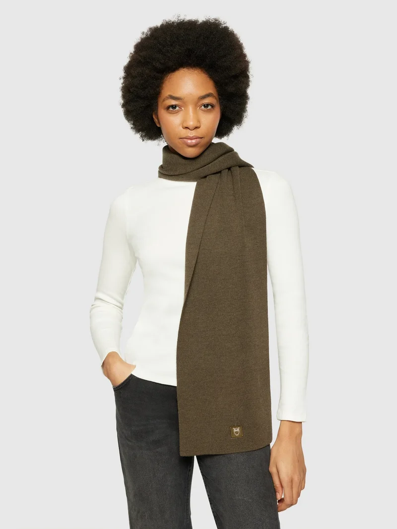 KnowledgeCotton Apparel Fine Merino Wool Scarf Black Jet