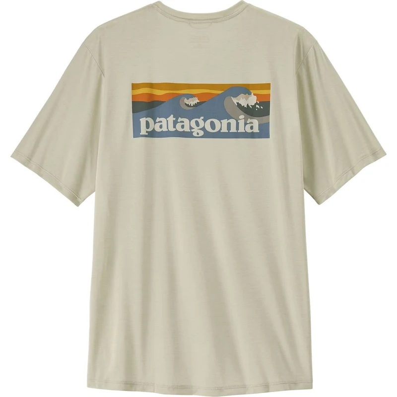 Patagonia M’s Capilene Cool Daily Herren Funktionsshirt - Boardshort Logo dyno white