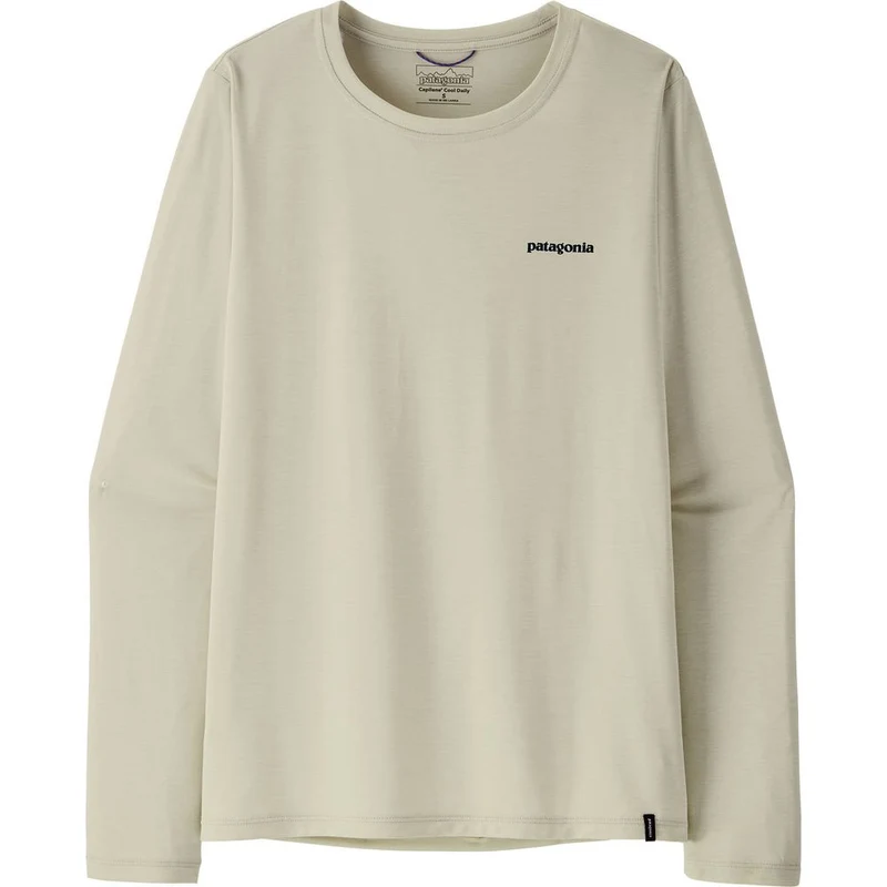 Patagonia W’s Long-Sleeved Capilene Cool Daily Damen Langarmshirt - Boardshort Logo dyno white