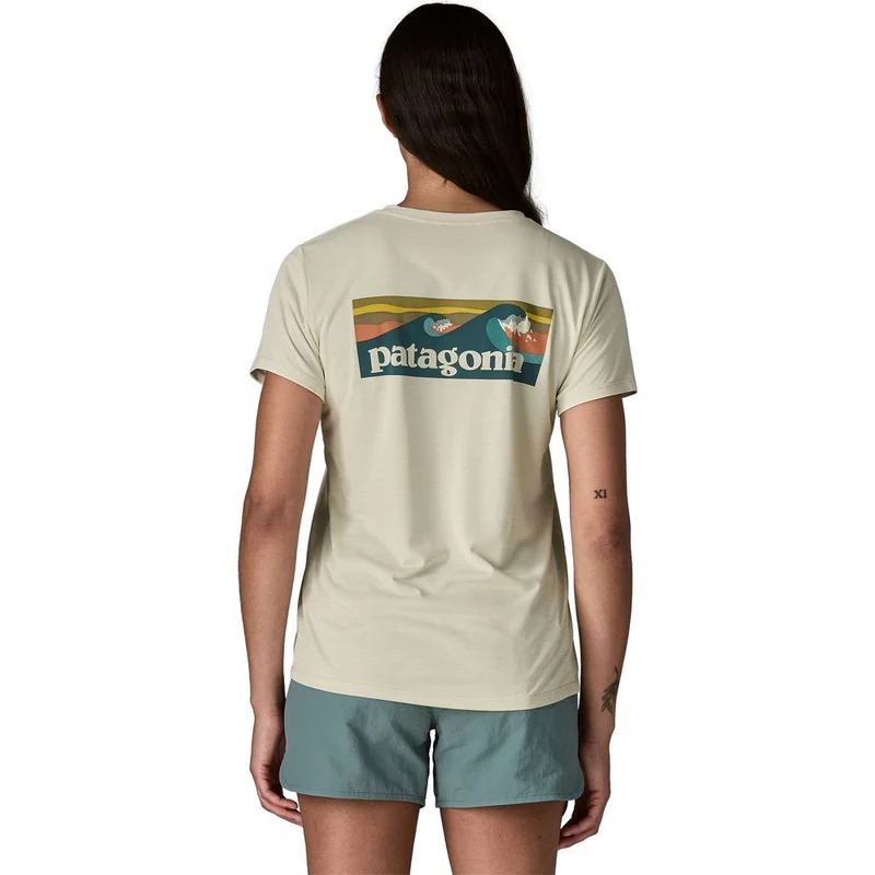 Patagonia W’s Capilene Cool Daily Damen Funktionsshirt - Boardshort Logo dyno white