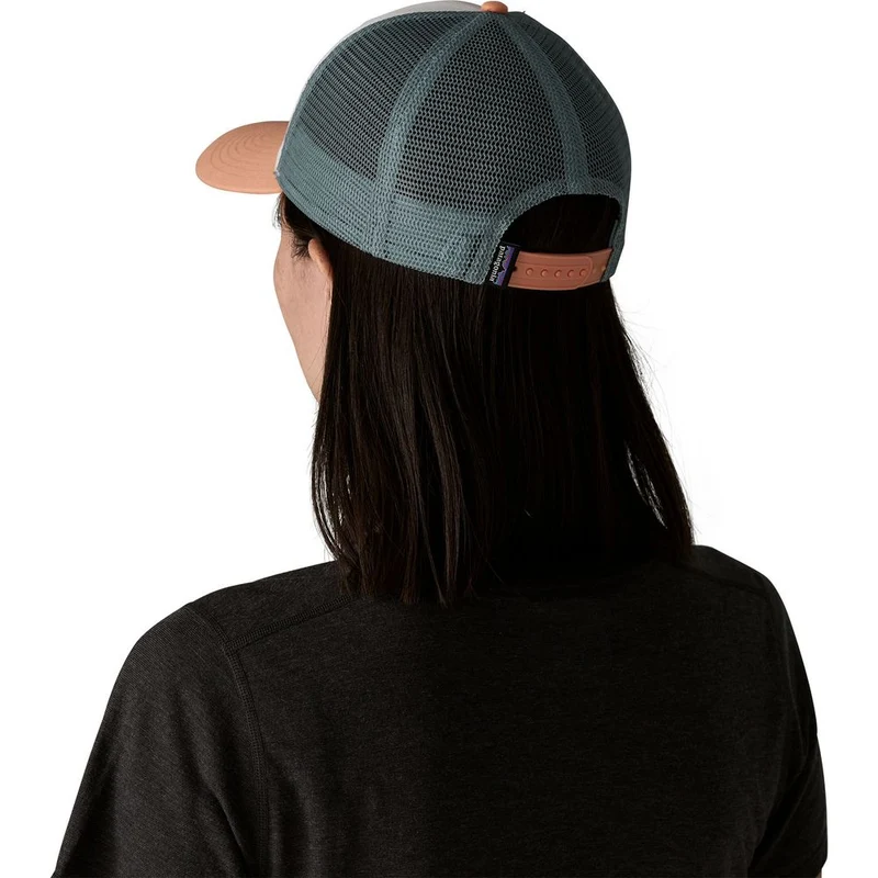 Patagonia P-6 Logo Lopro Trucker Cap white w peach sherbet