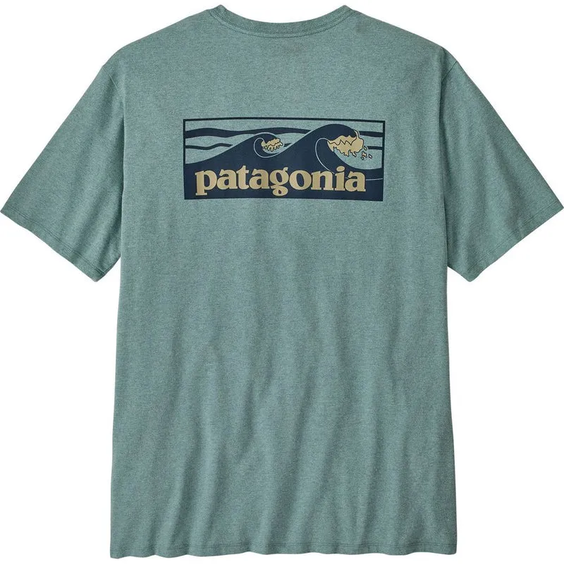 Patagonia M's Boardshort Logo Pocket Responsibili Herren T-Shirt blue sage