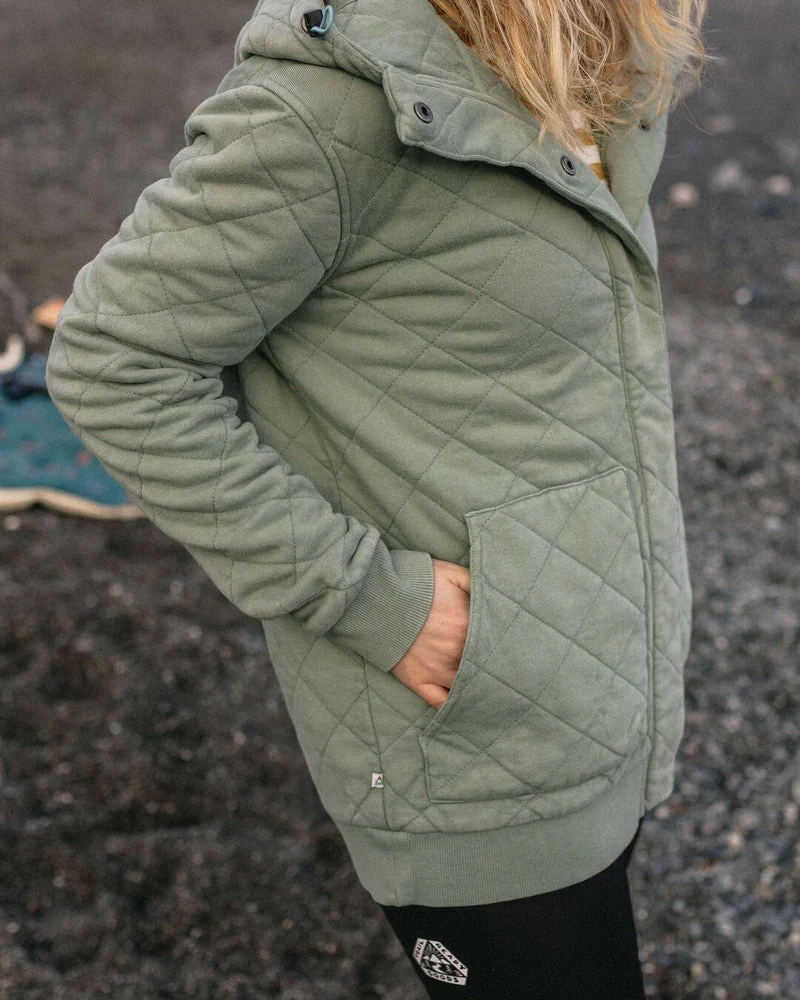 Clementine Recycled Quilted Popper Up Hoodie