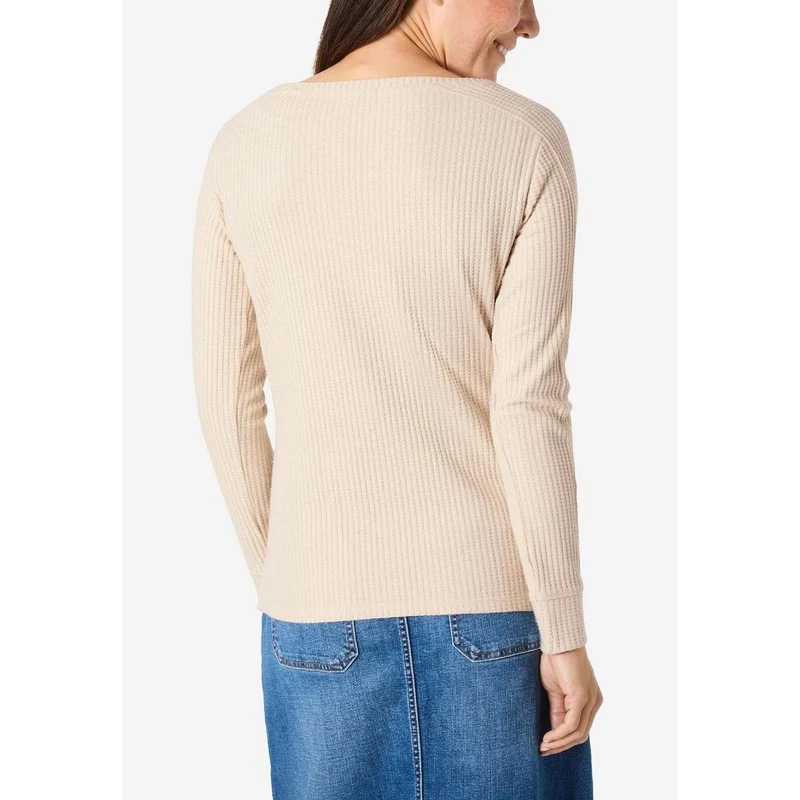 Timezone Damen Boat Neck Longsleeve Beige