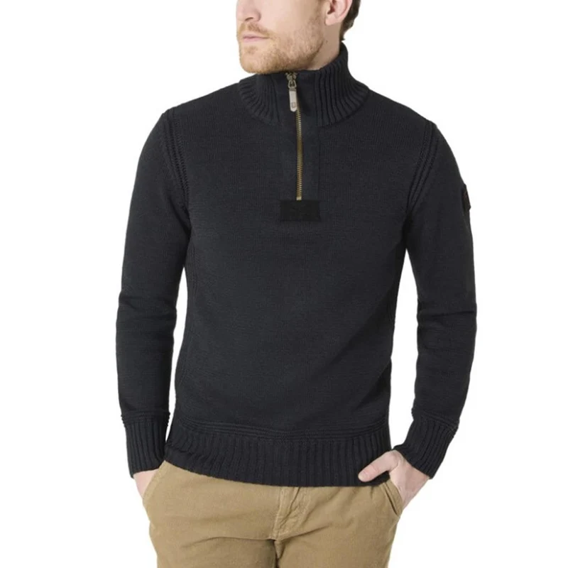 Timezone Heavy Knit Seamans Troyer black melange Herren