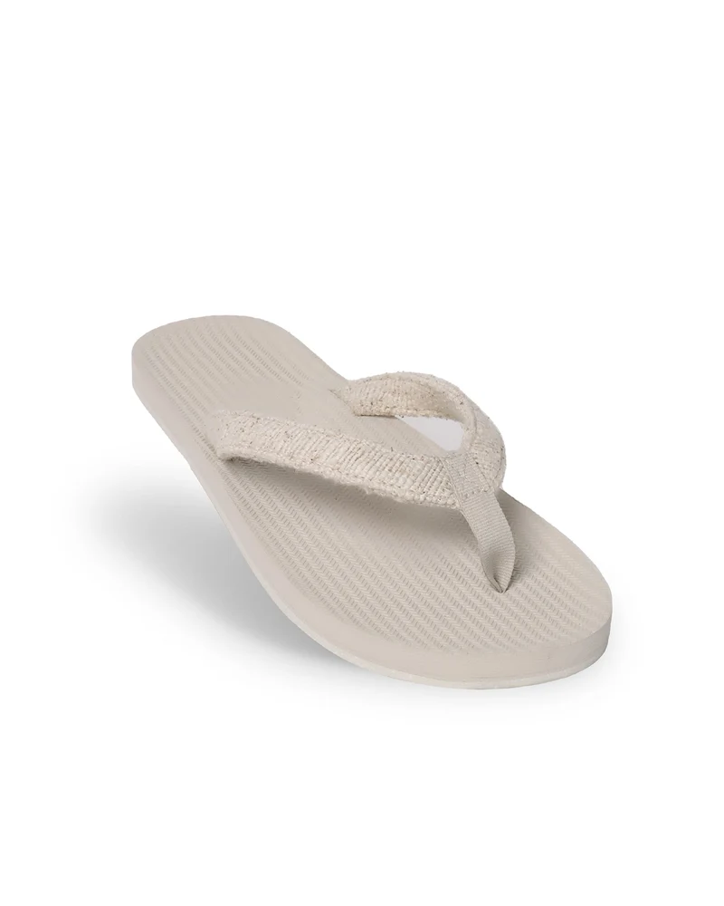 Indosole Men's Flip Flops Recycled Fabric Sea Salt / Natural Indigo
