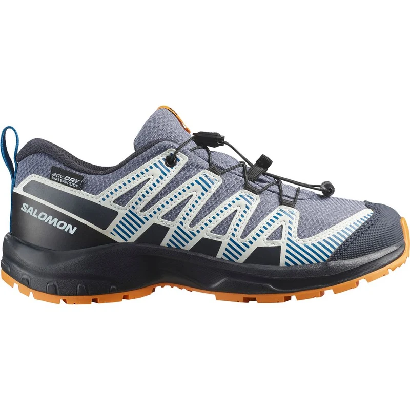 Salomon Shoe XA Pro V8 Waterproof J Kinder Wanderschuh grisaille dark blue turmeric