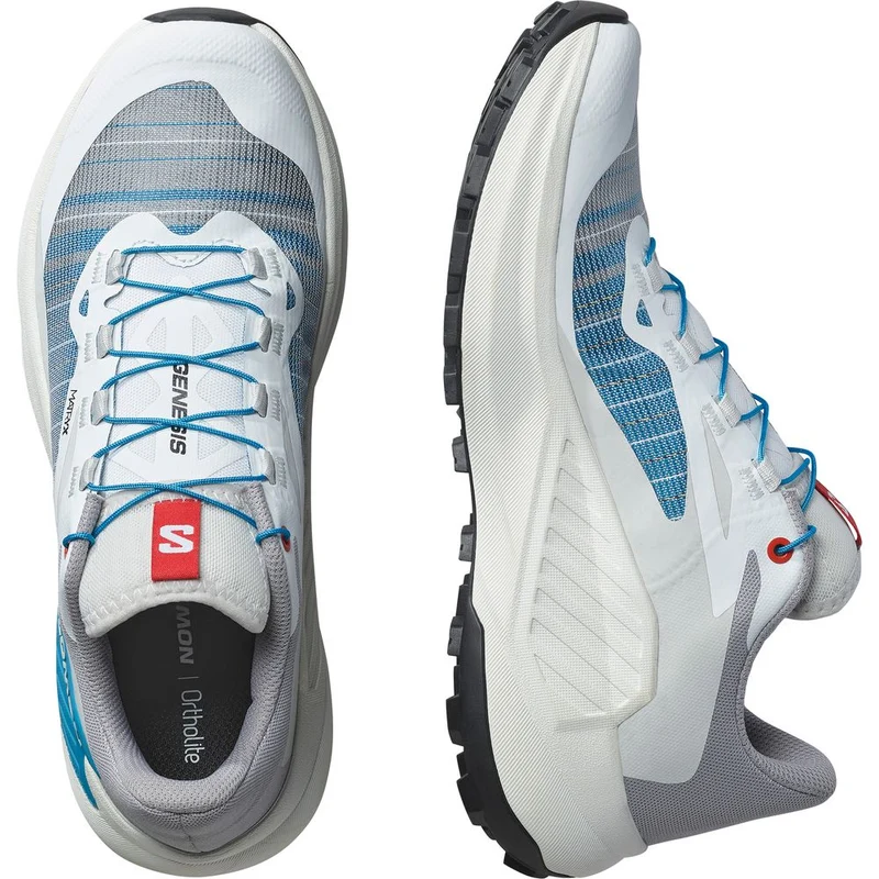 Salomon Shoe Genesis W Damen Trailrunningschuh white lunar rock transcend blue