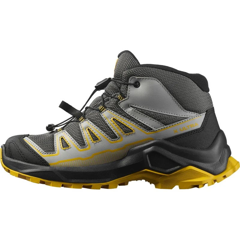 Salomon Shoes X Ultra Mid GTX J Kinder Wanderschuh castlerock black spicy mustard