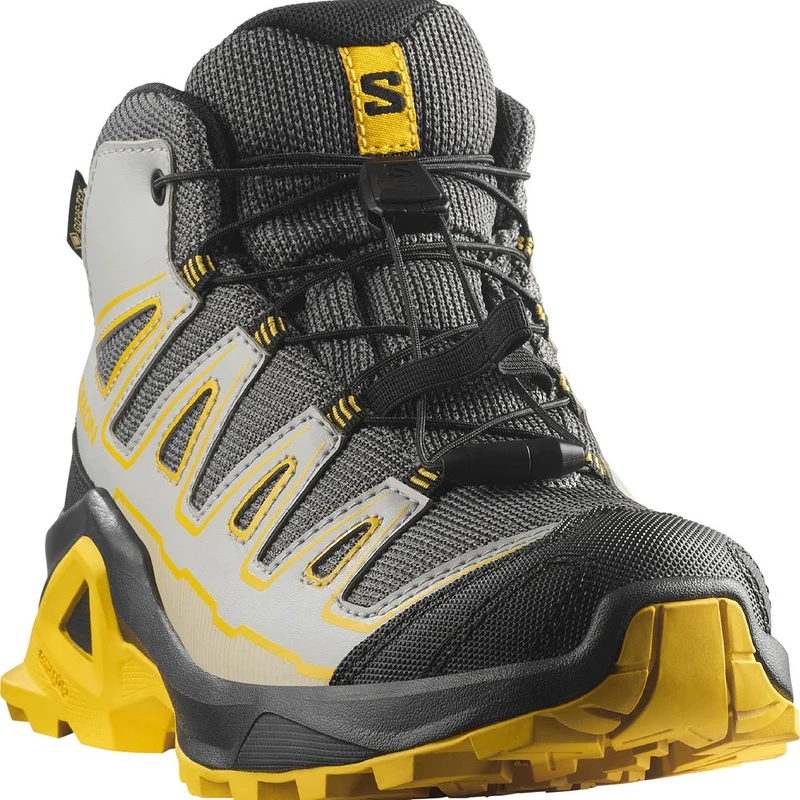 Salomon Shoes X Ultra Mid GTX J Kinder Wanderschuh castlerock black spicy mustard