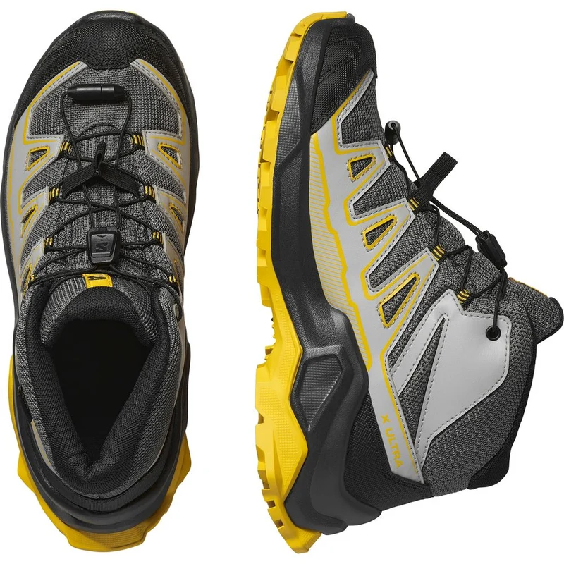 Salomon Shoes X Ultra Mid GTX J Kinder Wanderschuh castlerock black spicy mustard