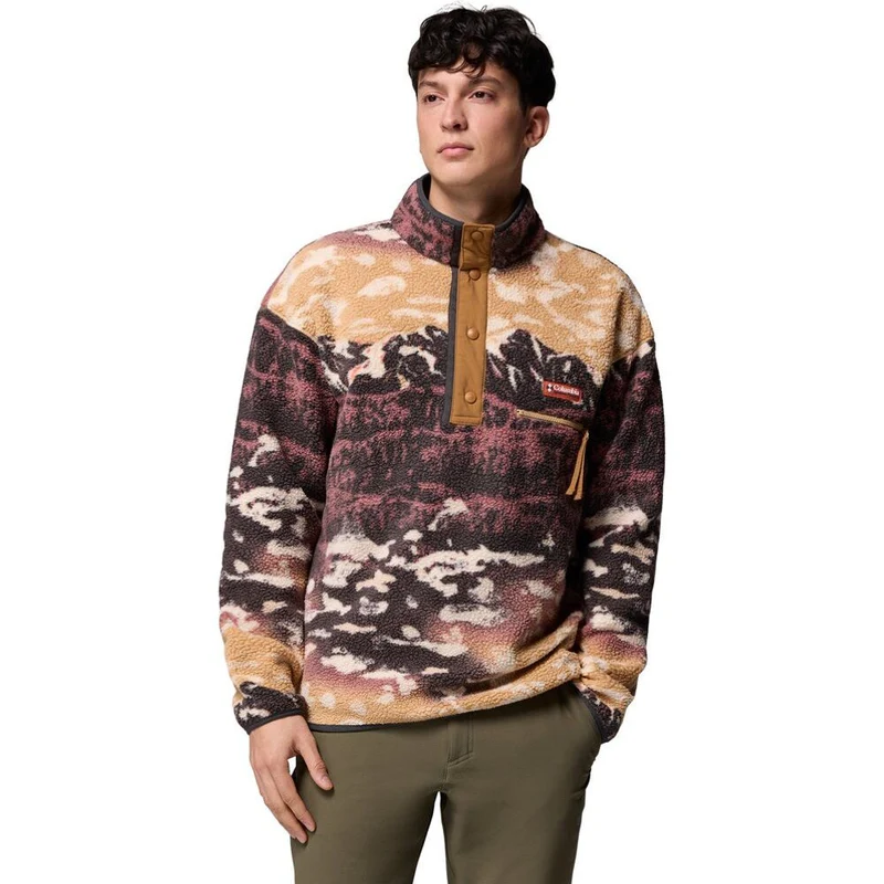 Columbia Herren Helvetia II Printed Half Snap Fleece Pullover camel brown sisters