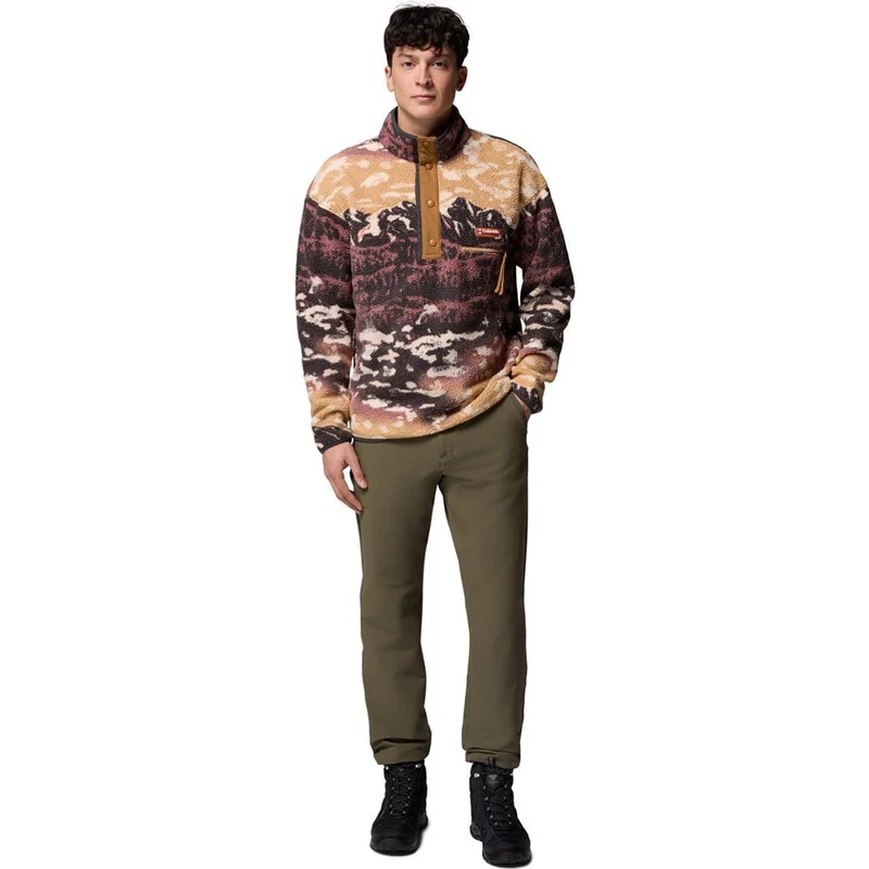 Columbia Herren Helvetia II Printed Half Snap Fleece Pullover camel brown sisters