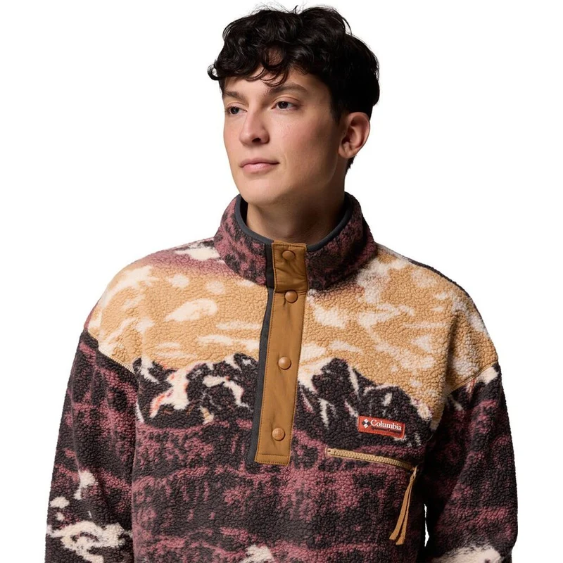 Columbia Herren Helvetia II Printed Half Snap Fleece Pullover camel brown sisters