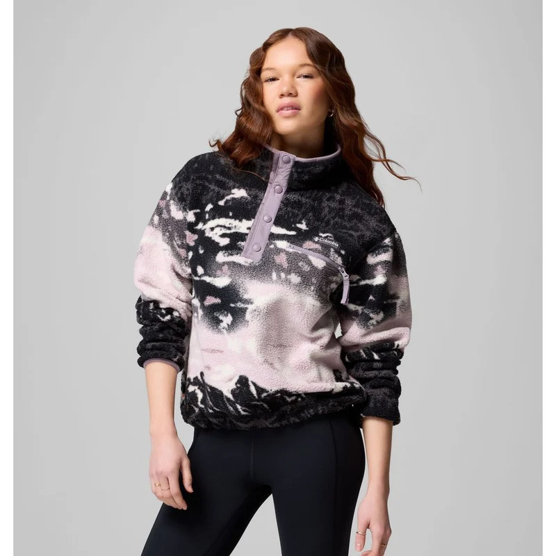 Columbia Damen Helvetia II Printed Cropped Half SN Fleece Pullover shale purple sisters, shale purple