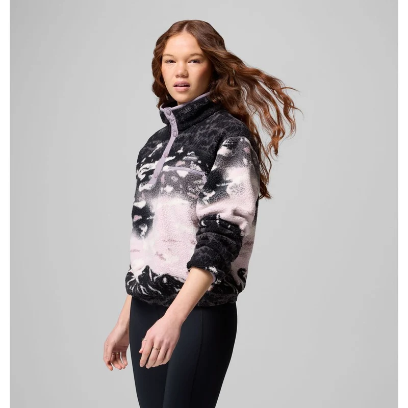 Columbia Damen Helvetia II Printed Cropped Half SN Fleece Pullover shale purple sisters, shale purple