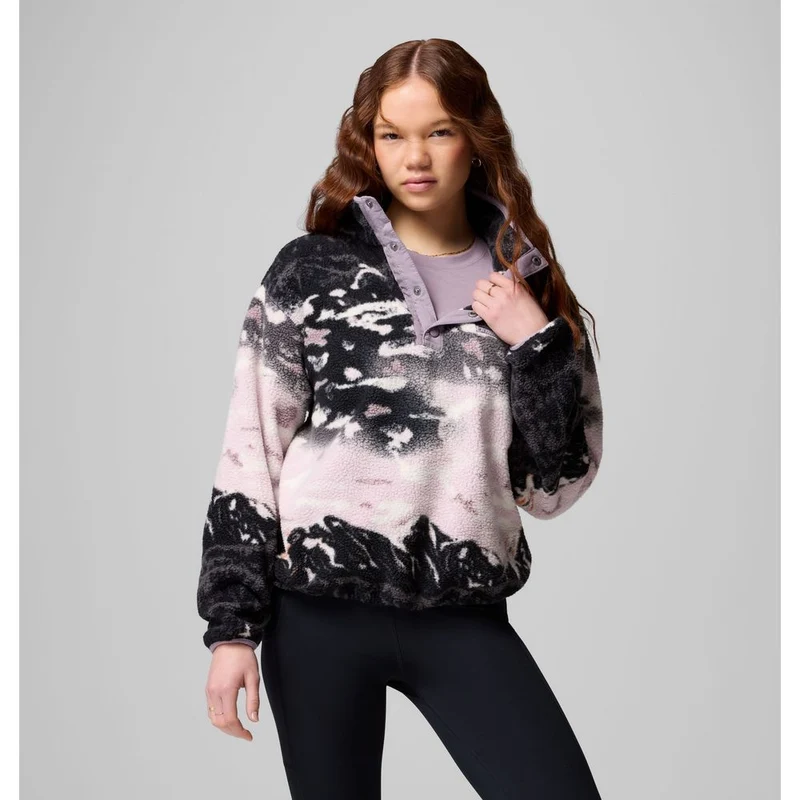Columbia Damen Helvetia II Printed Cropped Half SN Fleece Pullover shale purple sisters, shale purple