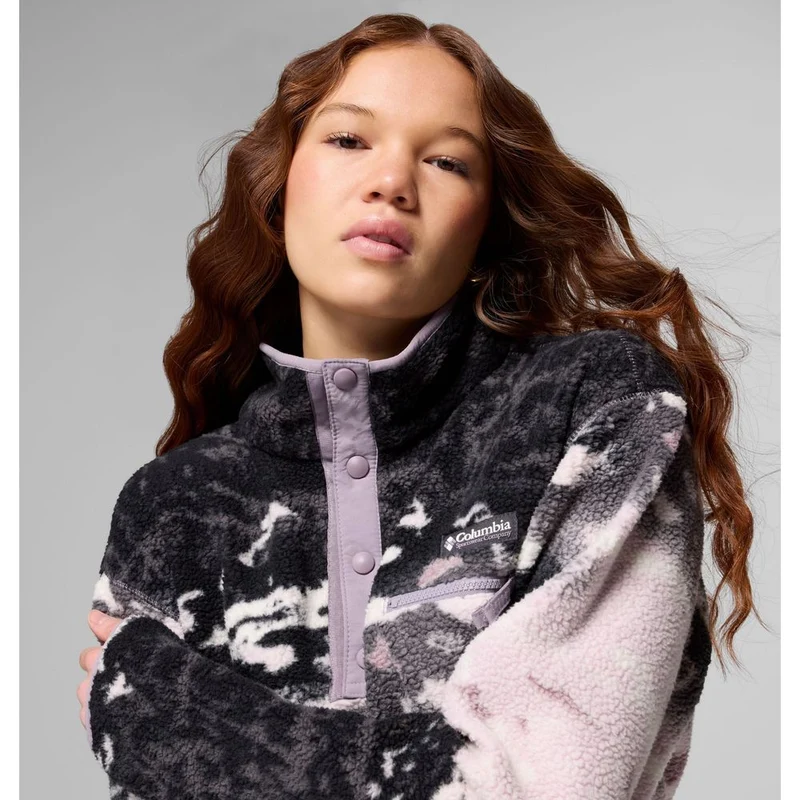 Columbia Damen Helvetia II Printed Cropped Half SN Fleece Pullover shale purple sisters, shale purple
