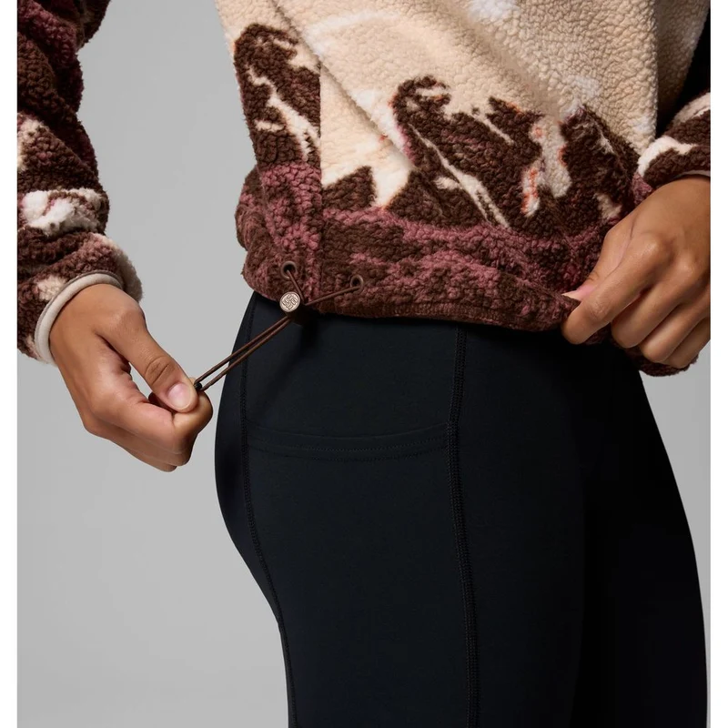 Columbia Damen Helvetia II Printed Cropped Half SN Fleece Pullover tobacco sisters, dark stone