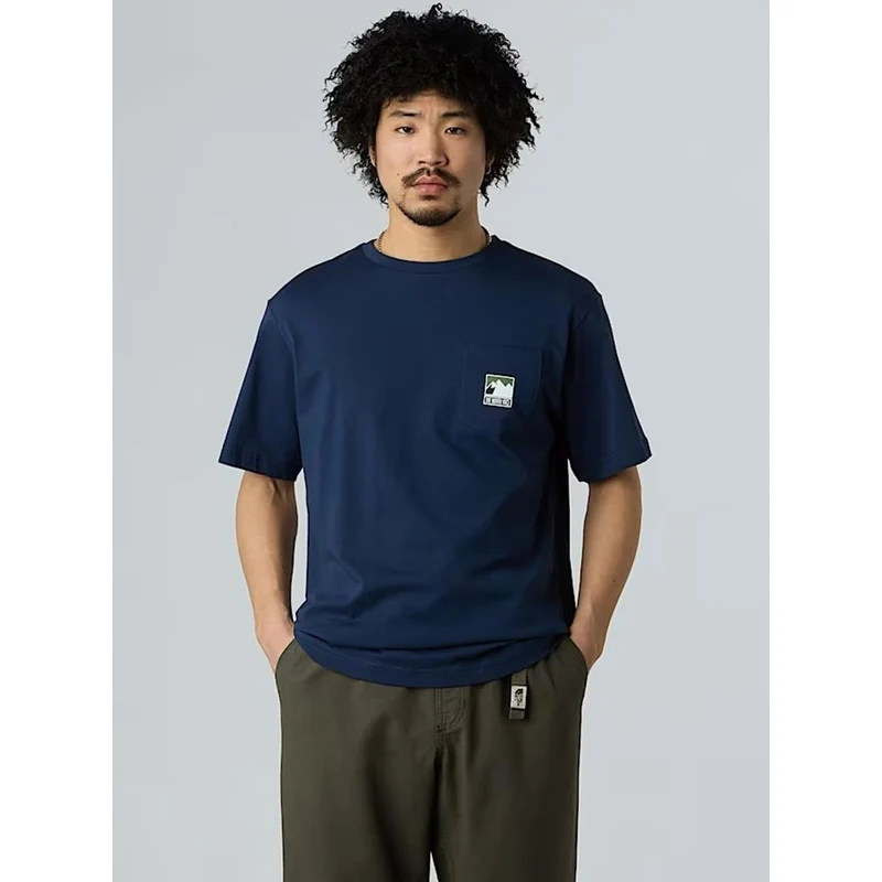 The North Face Mountain Logo relaxt geschnittenes Pocket T-Shirt für Herren summit navy