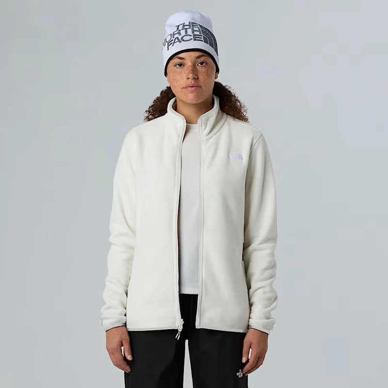 The North Face Damen Glacier Fleece mit durchgehendem Reißverschluss White Dune