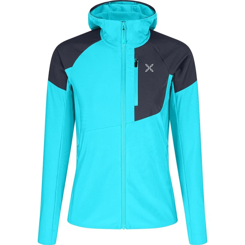 Montura Spitze Hooded Maglia Damen Fleecejacke turquoise graphite blue