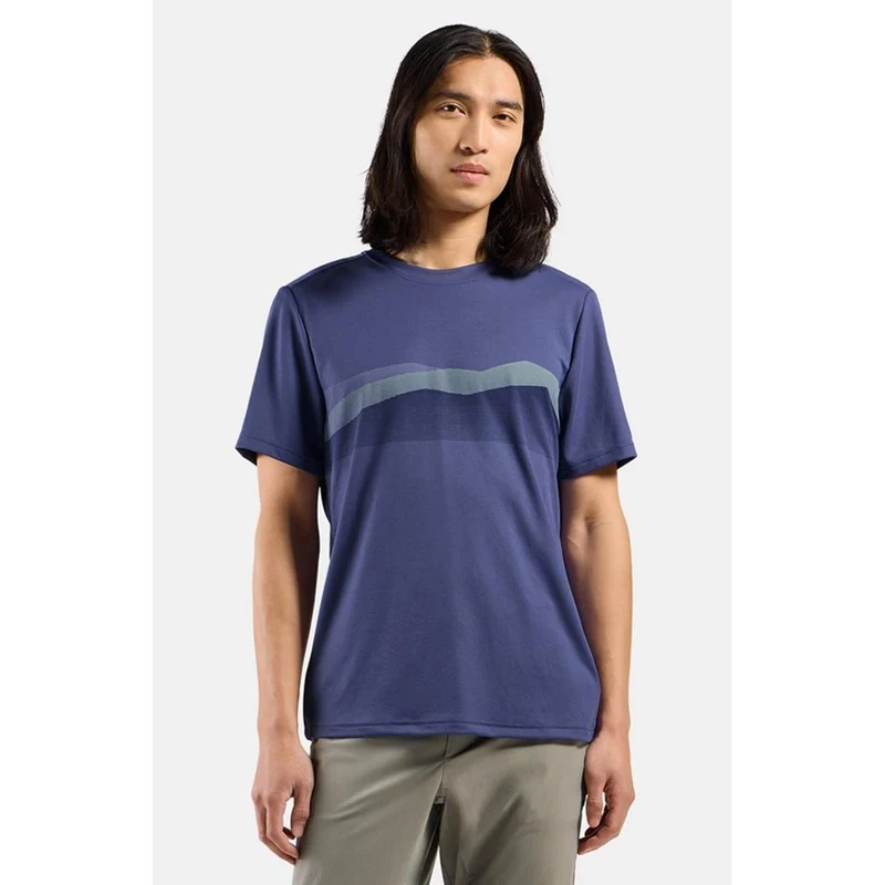 Odlo F-Dry T-Shirt mit Bergkamm-Print - skipper blue