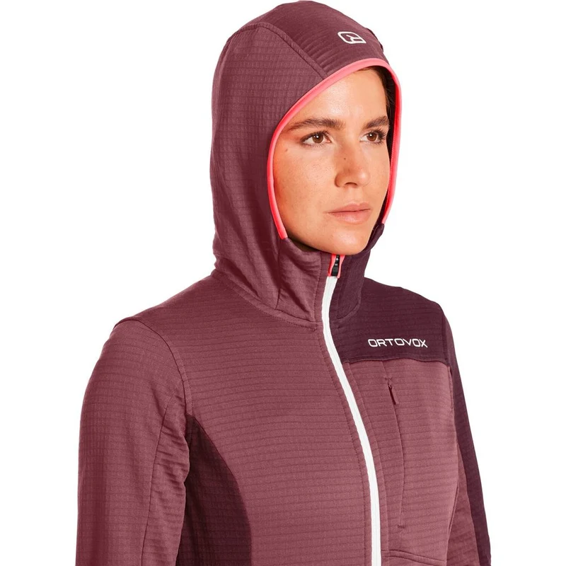 Ortovox Fleece Light Grid Hooded Damen Fleecejacke dark arctic grey
