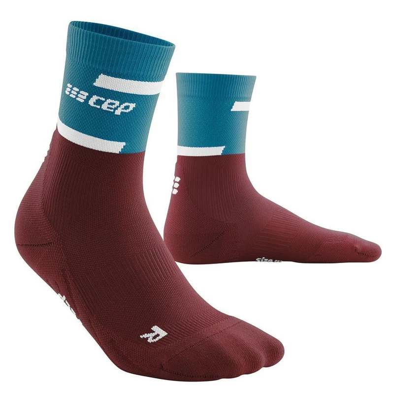 CEP the run socks, mid cut Herren Laufsocken petrol/dark red