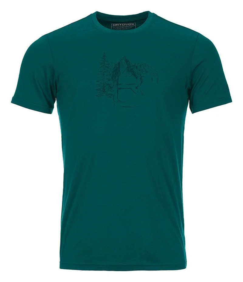 Ortovox 150 Logo Sketch TS Herren Funktionsshirt pacific green