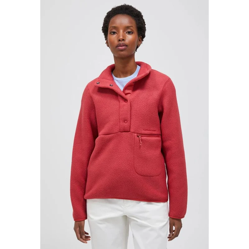 Peak Performance W Fleece Snap T-Neck softer red Damen Pullover