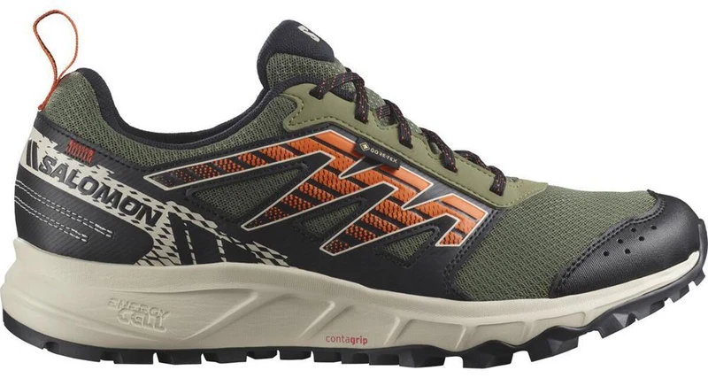 Salomon Wander GTX Herren Wanderschuh deep lichen green/rainy day/scarlet ibis
