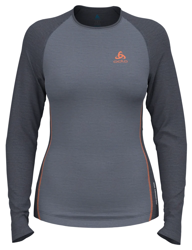 Odlo Performance Wool 150 Base Layer Damen Funktionsshirt folkstone gray - india ink