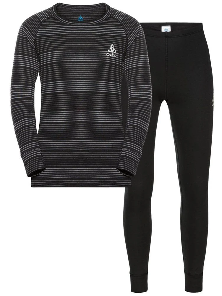 Odlo Das Active Warm ECO Kinder Baselayer-Set. black - grey melange