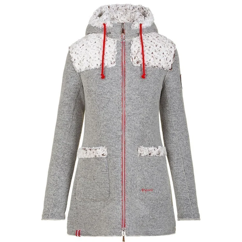 Almgwand Hahnstein Damen Kapuzenmantel grau-offwhite